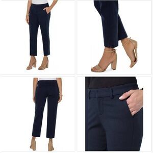 Liverpool Kelsey Federal Navy Flat Front Trousers size 4 NWT